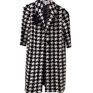 St. John Collection Black & Ivory Houndstooth Knit Duster Jacket